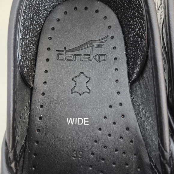 Dansko Professional Black Tooled Leather Clog - Size 9W - Picture 11 of 14